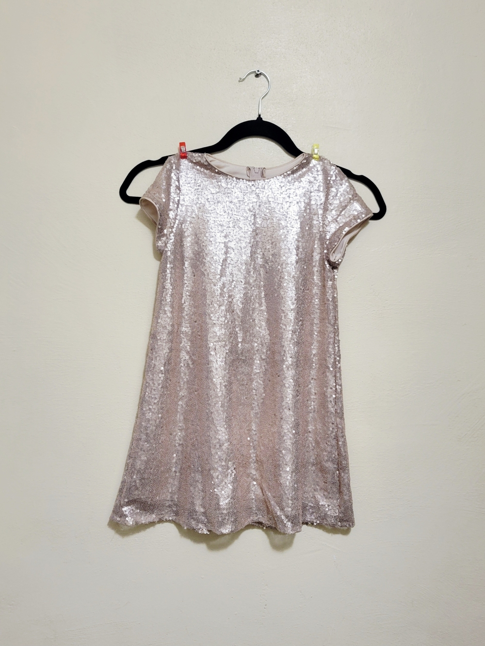 Shimmering Girls' Sequin A-Line Dress - Blush